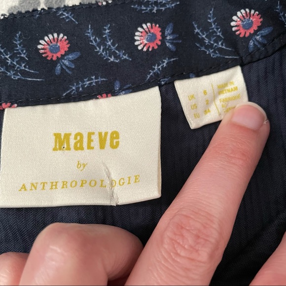 Anthropologie Maeve Navy Tessa Corduroy Flounce Dress EUC Size 2 - Picture 4 of 6